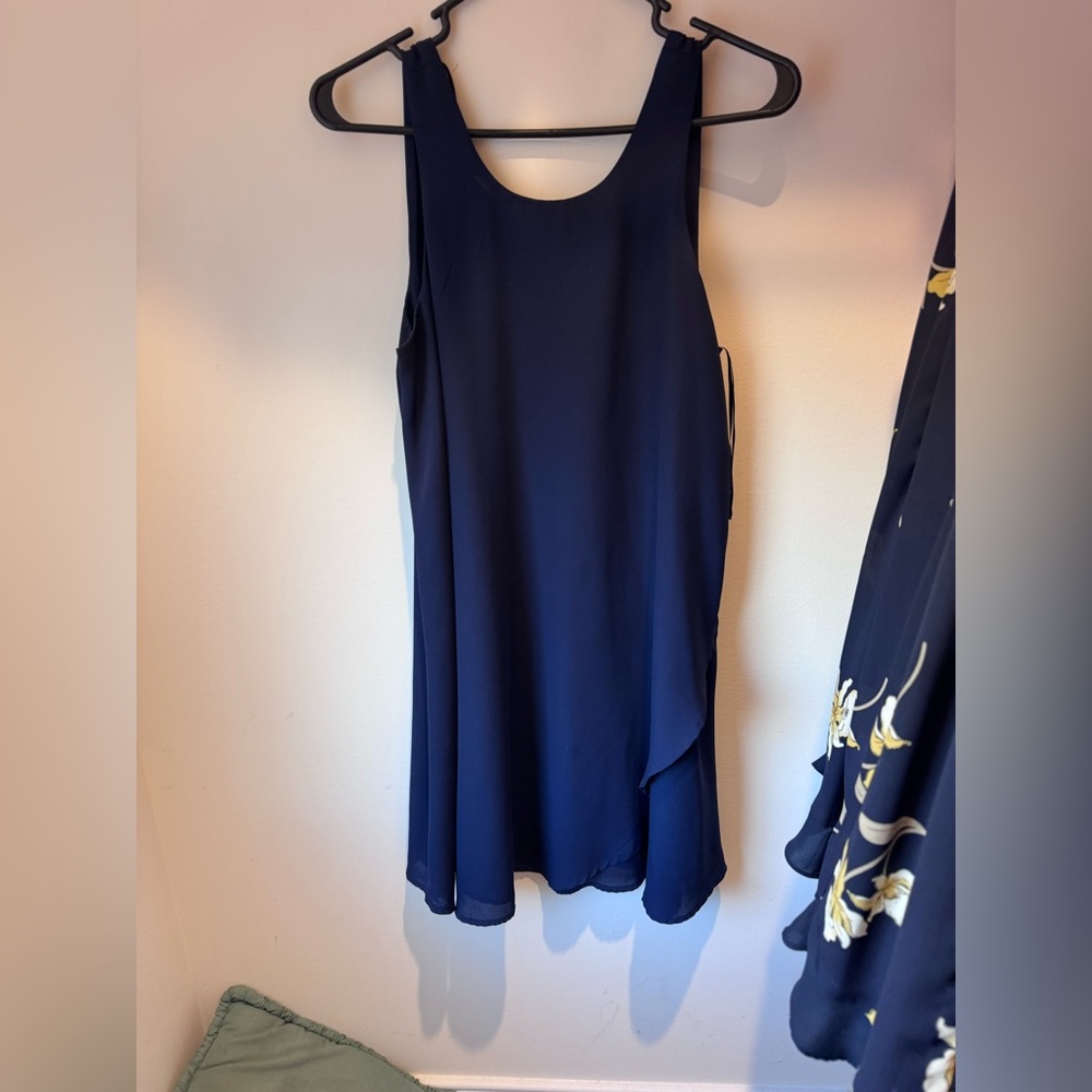 Pink Rose Navy Asymmetrical Sleeveless Dress